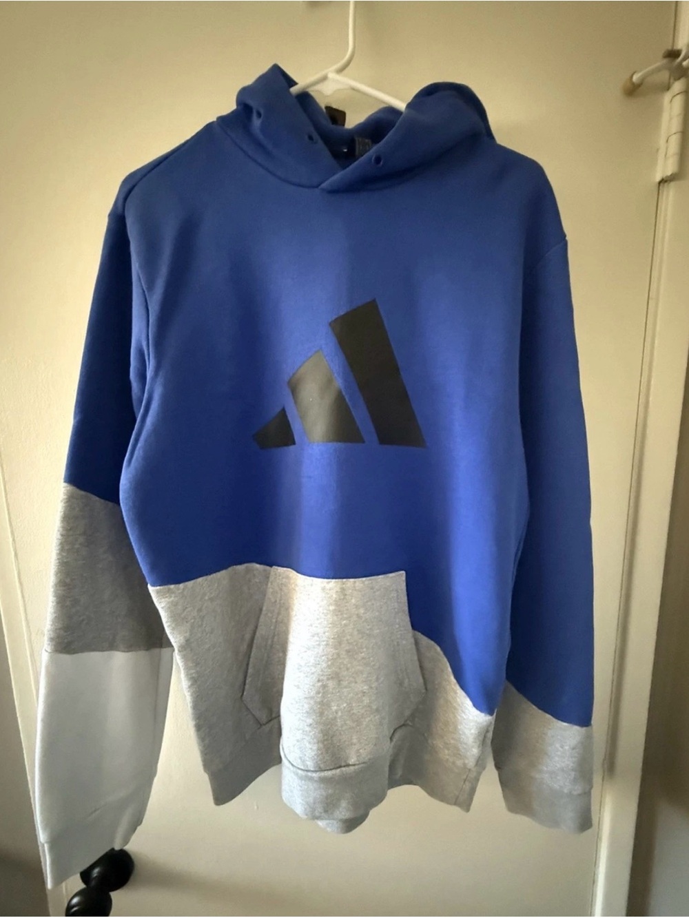 Adidas EUC Royal Blue and Gray Colorblock Pullover Hoodie